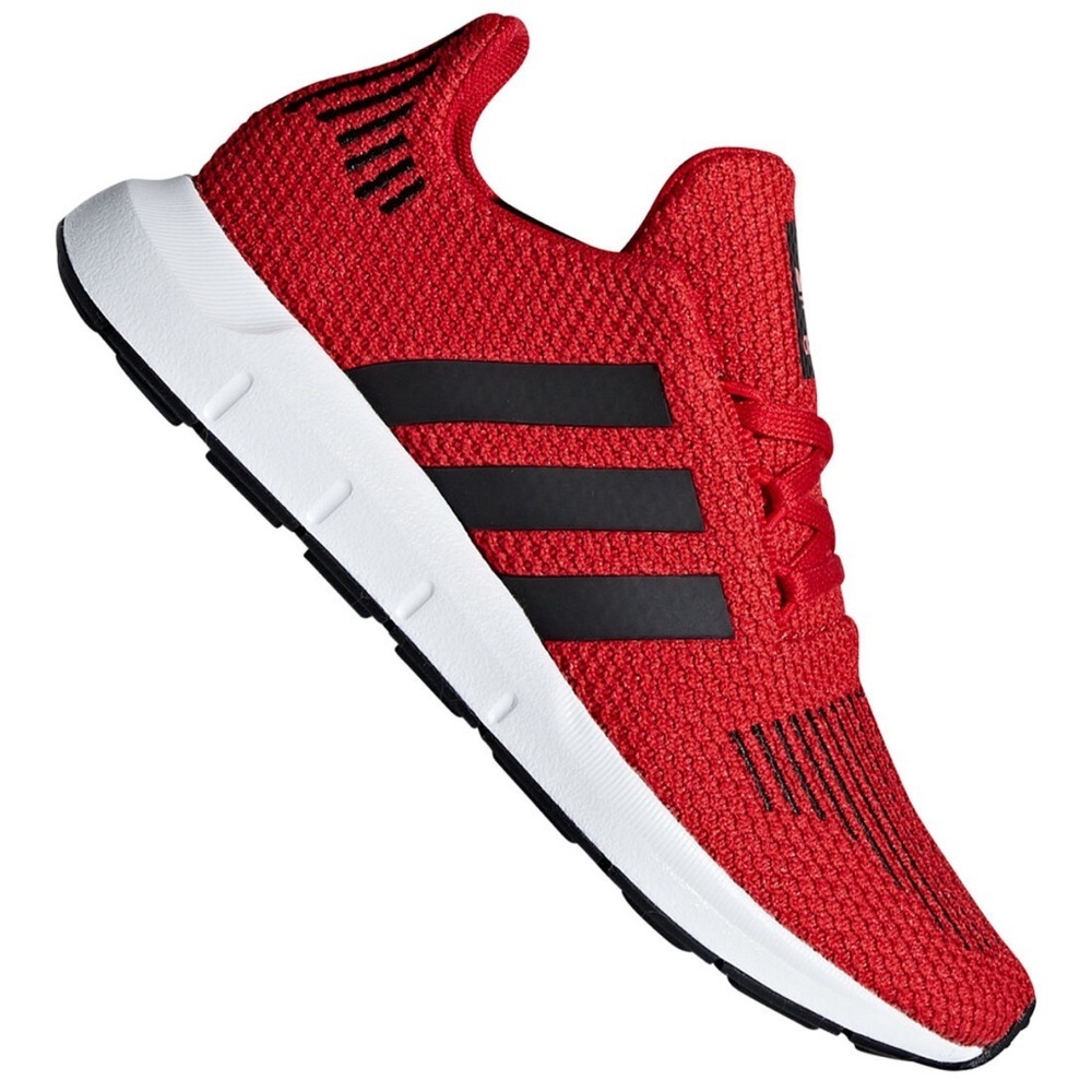 Adidas Women's Red and Black Striped Sneakers